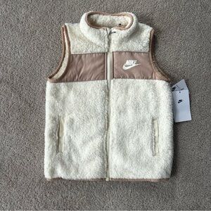 Nike Boys Fleece vest Full Zip Little Boys Size 6 Cream Brown New Swoosh
